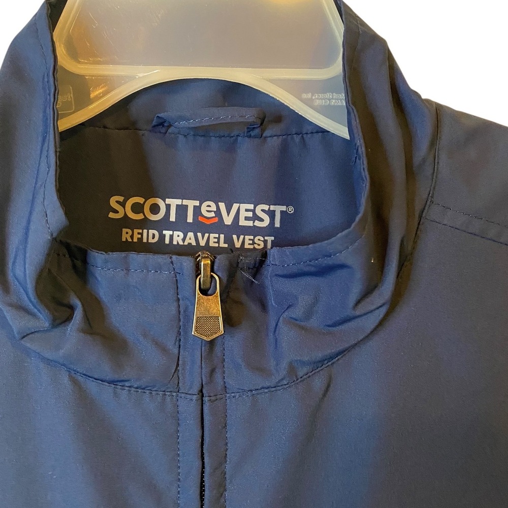 SCOTTEVEST Mens RFID Travel Vest XL Navy Blue Multi-Pocket Utility TEC Vest - Picture 5 of 10